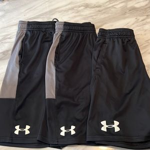 Under Armour Shorts Boys Youth Medium Black/Gray Lot of 3 pair
